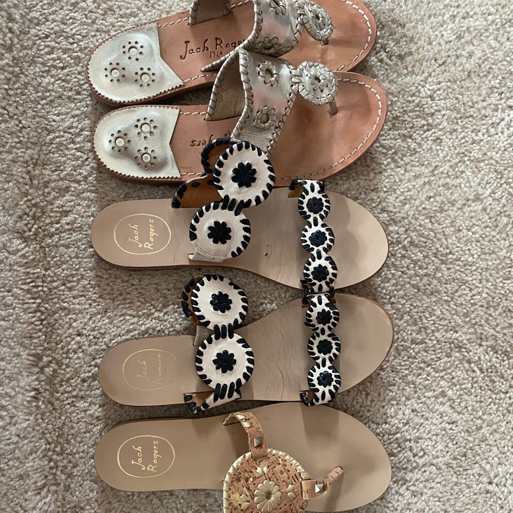 3 pairs of Jack Rodger sandals!